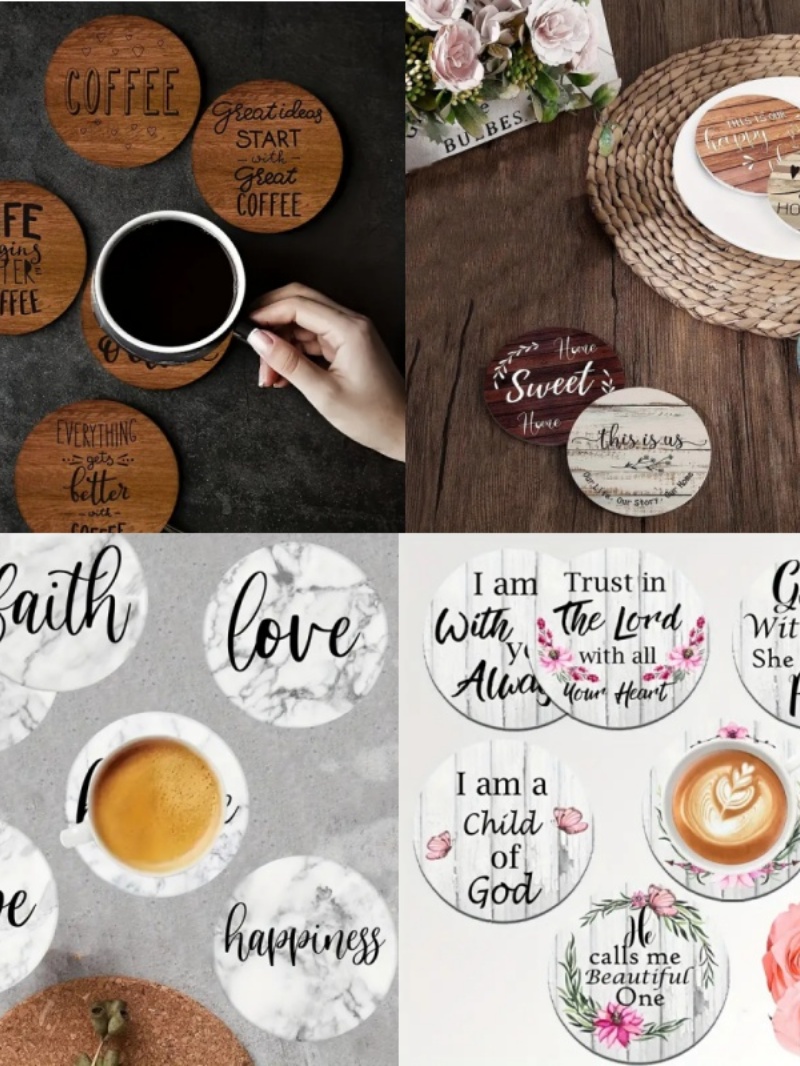 6 Buah Tatakan Gelas Kayu Luki - Photography Desk ulasan dan harga