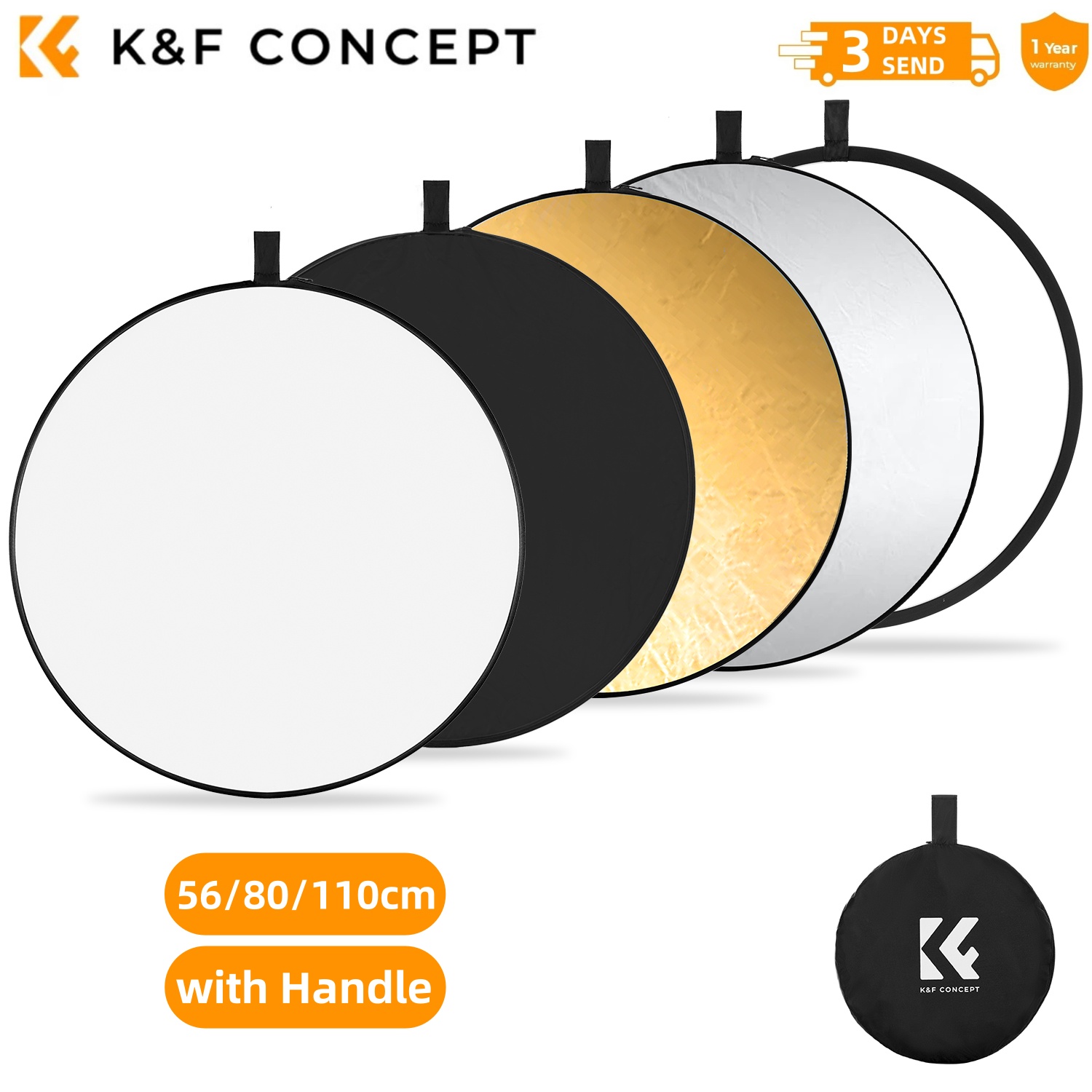 K&F CONCEPT 56/80/110cm 5-in-1 - Reflector 5 In 1 ulasan dan harga